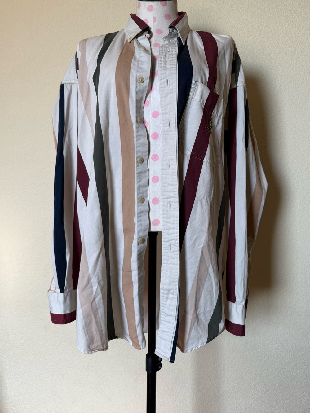 Vintage 90s Chaps Ralph Lauren Multicolor Vertical Striped Button Down Shirt